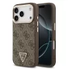 Guess PU bőr 4G strassz háromszög logós arany keretes MagSafe tok iPhone 18 Pro készülékhez barna