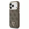 Guess PU bőr 4G strassz háromszög logós arany keretes MagSafe tok iPhone 18 Pro készülékhez barna