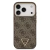 Guess PU bőr 4G strassz háromszög logós arany keretes MagSafe tok iPhone 18 Pro készülékhez barna