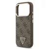 Guess PU bőr 4G strassz háromszög logós arany keretes MagSafe tok iPhone 18 Pro készülékhez barna