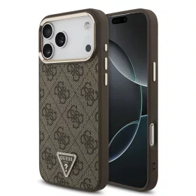   Guess PU-bőr 4G Strass Triangle Logo Gold Frame MagSafe tok iPhone 18 Pro Max készülékhez barna