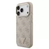 Guess PU bőr 4G Strass Triangle Logo Gold Frame MagSafe tok iPhone 18 Pro készülékhez rózsaszín