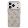 Guess PU bőr 4G Strass Triangle Logo Gold Frame MagSafe tok iPhone 18 Pro készülékhez rózsaszín