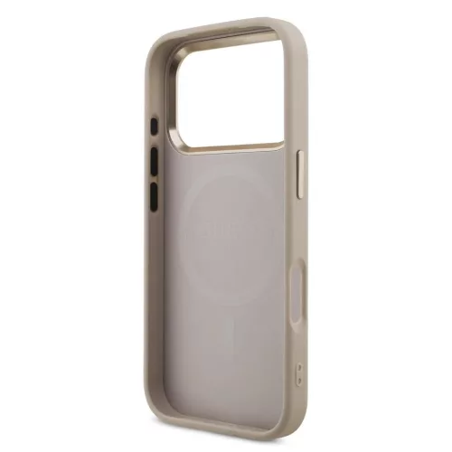 Guess PU bőr 4G Strass Triangle Logo Gold Frame MagSafe tok iPhone 18 Pro készülékhez rózsaszín