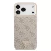 Guess PU Leather 4G Strass Triangle Logo Gold Frame MagSafe tok iPhone 18 Pro Max készülékhez rózsaszín