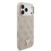 Guess PU Leather 4G Strass Triangle Logo Gold Frame MagSafe tok iPhone 18 Pro Max készülékhez rózsaszín