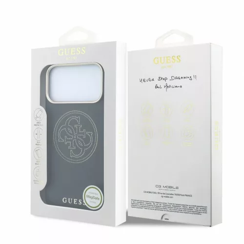 Guess PU Semi Wrap Perforated 4G Logo MagSafe tok iPhone 18 Pro készülékhez fekete