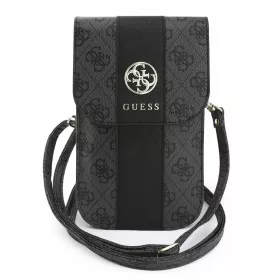 Guess műbőr 4G Stripe fém logós telefontáska fekete