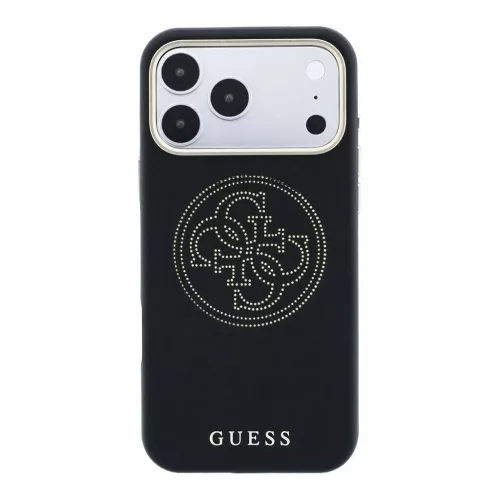 Guess PU Semi Wrap perforált 4G logós MagSafe tok iPhone 18 Pro Max készülékhez fekete