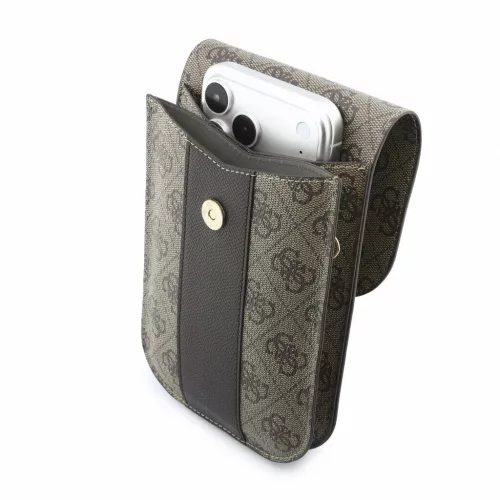 Guess PU 4G Stripe Metal Logo telefontáska barna