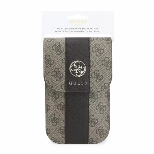 Guess PU 4G Stripe Metal Logo telefontáska barna