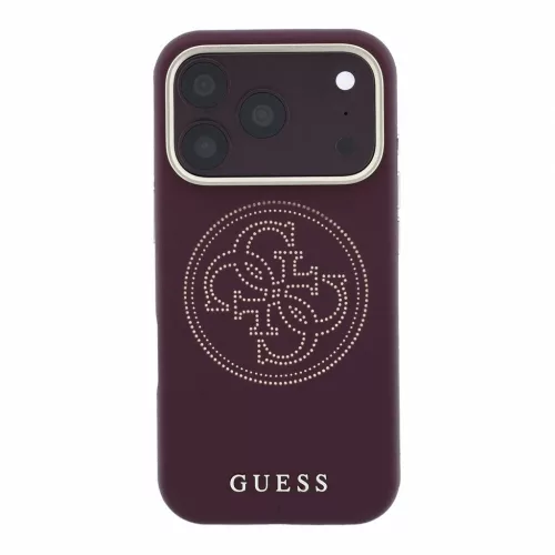 Guess PU Semi Wrap perforált 4G Logo MagSafe tok iPhone 18 Pro készülékhez, borvörös