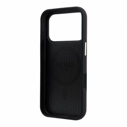 Guess PU Semi Wrap perforált 4G Logo MagSafe tok iPhone 18 Pro készülékhez, borvörös