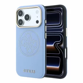   Guess PU Semi Wrap Perforated 4G Logo MagSafe tok iPhone 18 Pro készülékhez kék