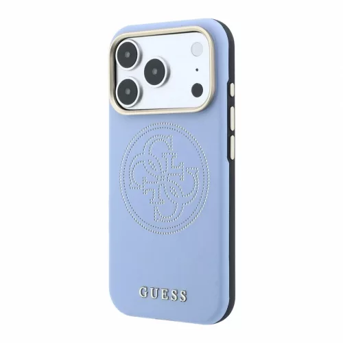 Guess PU Semi Wrap Perforated 4G Logo MagSafe tok iPhone 18 Pro készülékhez kék