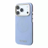 Guess PU Semi Wrap perforált 4G logós MagSafe tok iPhone 18 Pro Max készülékhez kék