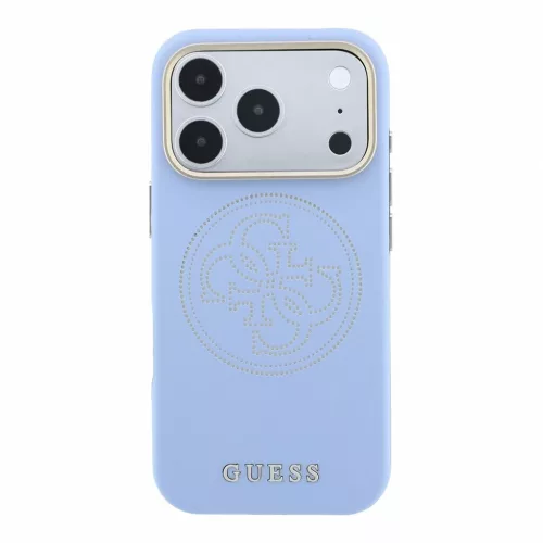Guess PU Semi Wrap perforált 4G logós MagSafe tok iPhone 18 Pro Max készülékhez kék