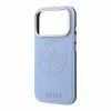 Guess PU Semi Wrap perforált 4G logós MagSafe tok iPhone 18 Pro Max készülékhez kék