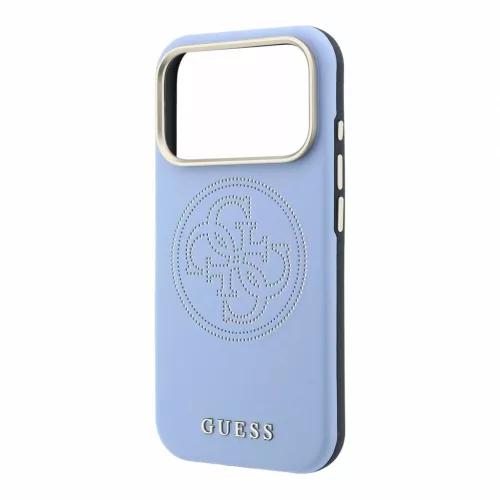 Guess PU Semi Wrap perforált 4G logós MagSafe tok iPhone 18 Pro Max készülékhez kék