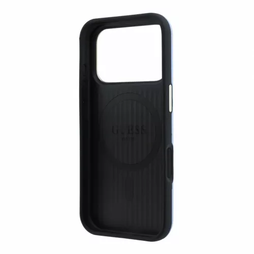 Guess PU Semi Wrap perforált 4G logós MagSafe tok iPhone 18 Pro Max készülékhez kék