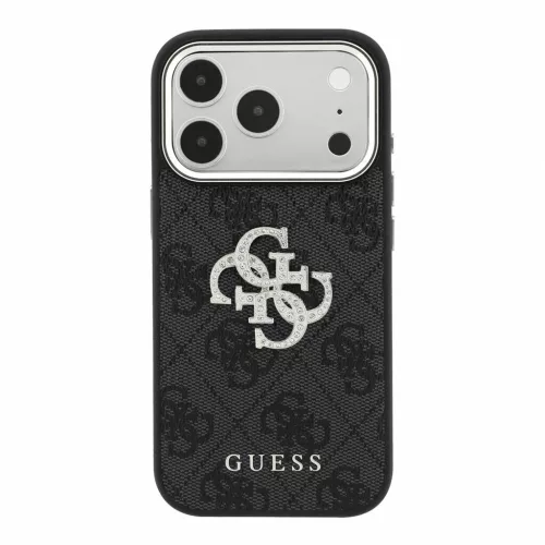 Guess PU 4G Strass Metal Logo tok iPhone 18 Pro készülékhez fekete