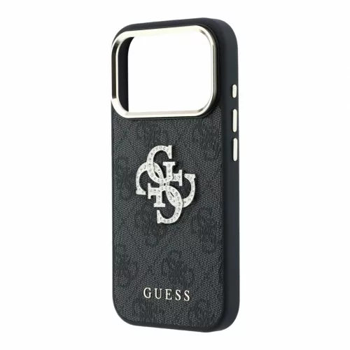 Guess PU 4G Strass Metal Logo tok iPhone 18 Pro Max készülékhez fekete