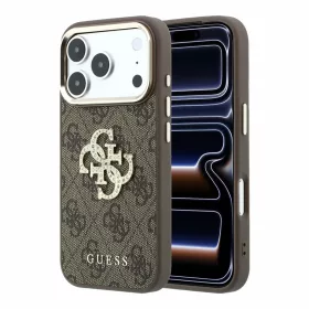   Guess PU 4G Strass Metal Logo tok iPhone 18 Pro Max készülékhez barna