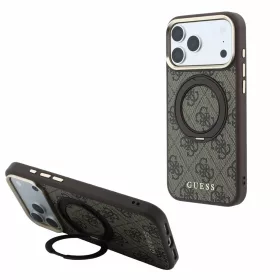  Guess PU 4G Ring Stand MagSafe tok iPhone 18 Pro Max készülékhez barna
