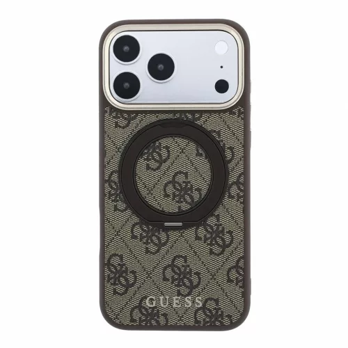 Guess PU 4G Ring Stand MagSafe tok iPhone 18 Pro Max készülékhez barna