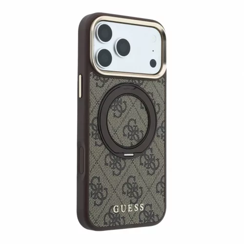 Guess PU 4G Ring Stand MagSafe tok iPhone 18 Pro Max készülékhez barna