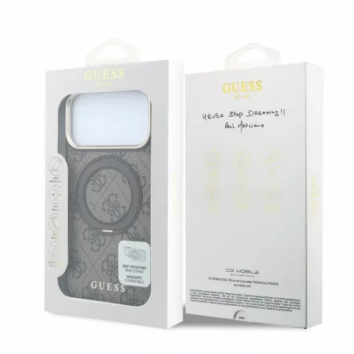 Guess PU 4G Ring Stand MagSafe tok iPhone 18 Pro Max készülékhez barna