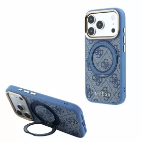   Guess PU 4G Ring Stand MagSafe tok iPhone 18 Pro Max készülékhez kék