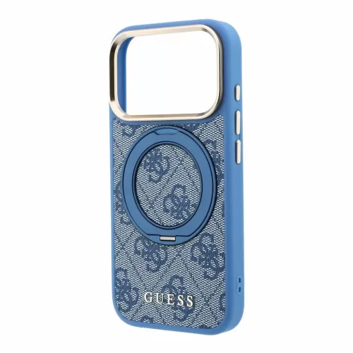 Guess PU 4G Ring Stand MagSafe tok iPhone 18 Pro Max készülékhez kék