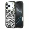Guess IML Glitter Leopard Triangle Logo MagSafe tok iPhone 18 Pro készülékhez fekete
