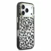 Guess IML Glitter Leopard Triangle Logo MagSafe tok iPhone 18 Pro készülékhez fekete