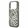 Guess IML Glitter Leopard Triangle Logo MagSafe tok iPhone 18 Pro készülékhez fekete