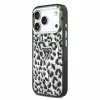 Guess IML Glitter Leopard Triangle Logo MagSafe tok iPhone 18 Pro Max készülékhez fekete