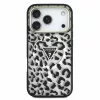 Guess IML Glitter Leopard Triangle Logo MagSafe tok iPhone 18 Pro Max készülékhez fekete