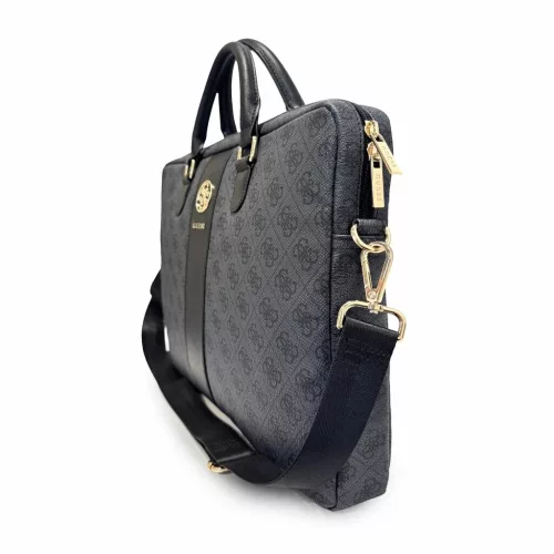 Guess PU 4G Stripe Metal Logo laptoptáska 16 hüvelykes laptopokhoz fekete