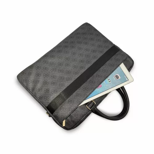 Guess PU 4G Stripe Metal Logo laptoptáska 16 hüvelykes laptopokhoz fekete