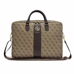   Guess 4G Stripe fém logós műbőr laptoptáska 16"-os laptophoz barna