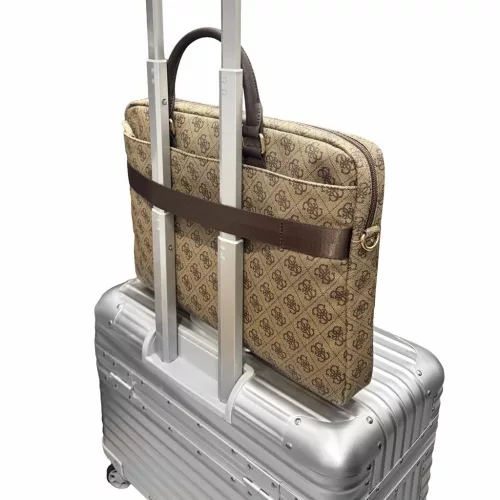Guess 4G Stripe fém logós műbőr laptoptáska 16"-os laptophoz barna