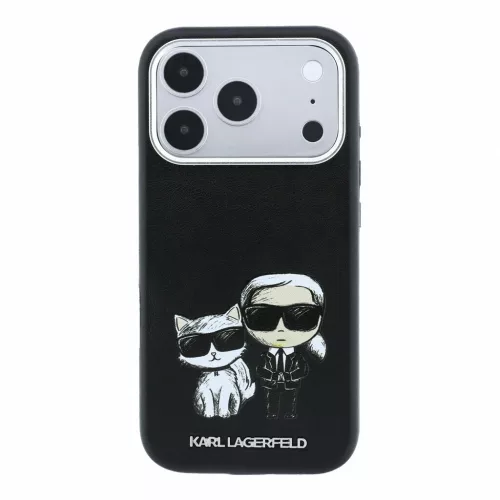 Karl Lagerfeld PU Semi Wrap Smooth Sketch Bodies MagSafe tok iPhone 18 Pro Max készülékhez fekete