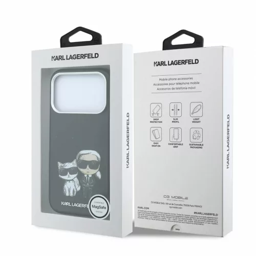 Karl Lagerfeld PU Semi Wrap Smooth Sketch Bodies MagSafe tok iPhone 18 Pro Max készülékhez fekete