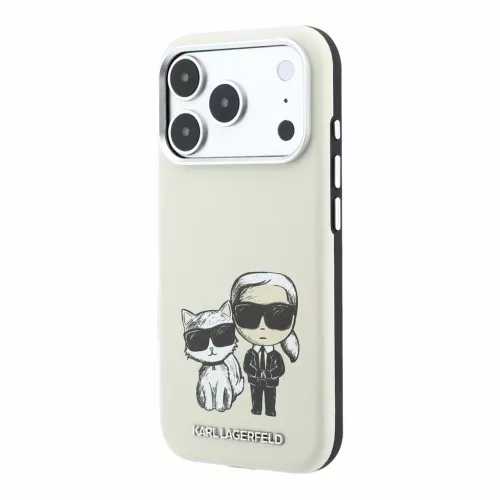 Karl Lagerfeld PU Semi Wrap Smooth Sketch Bodies Magsafe tok iPhone 18 Pro Max készülékhez bézs