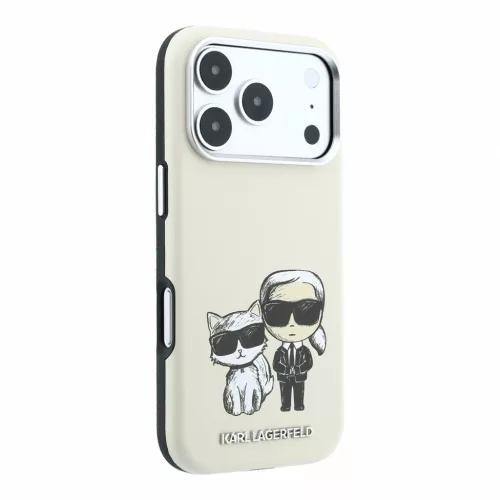 Karl Lagerfeld PU Semi Wrap Smooth Sketch Bodies Magsafe tok iPhone 18 Pro Max készülékhez bézs