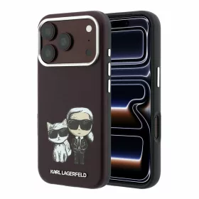   Karl Lagerfeld PU Semi Wrap Smooth Sketch Bodies MagSafe tok iPhone 18 Pro Max készülékhez bordó