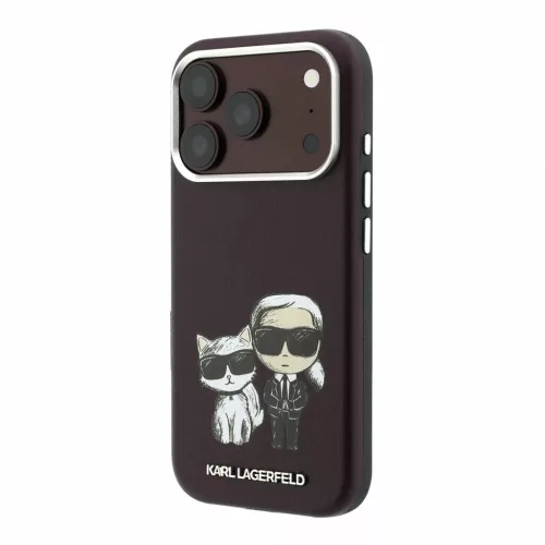 Karl Lagerfeld PU Semi Wrap Smooth Sketch Bodies MagSafe tok iPhone 18 Pro Max készülékhez bordó