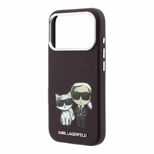 Karl Lagerfeld PU Semi Wrap Smooth Sketch Bodies MagSafe tok iPhone 18 Pro Max készülékhez bordó