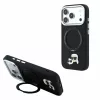Karl Lagerfeld PU Grained K&CH Heads MagSafe tok gyűrűs állvánnyal iPhone 18 Pro Max készülékhez fekete